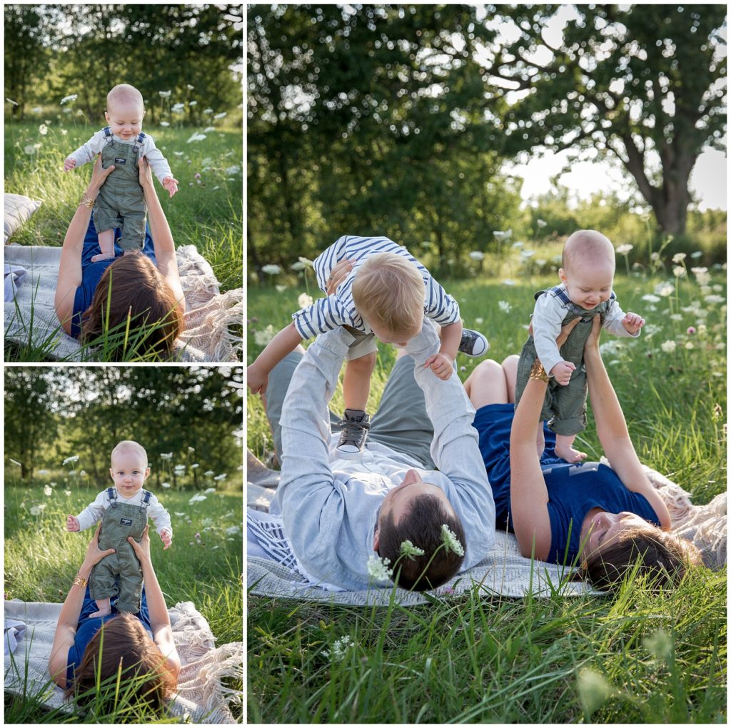 Family Photo Session in a field with Milwaukee Family Photographer
