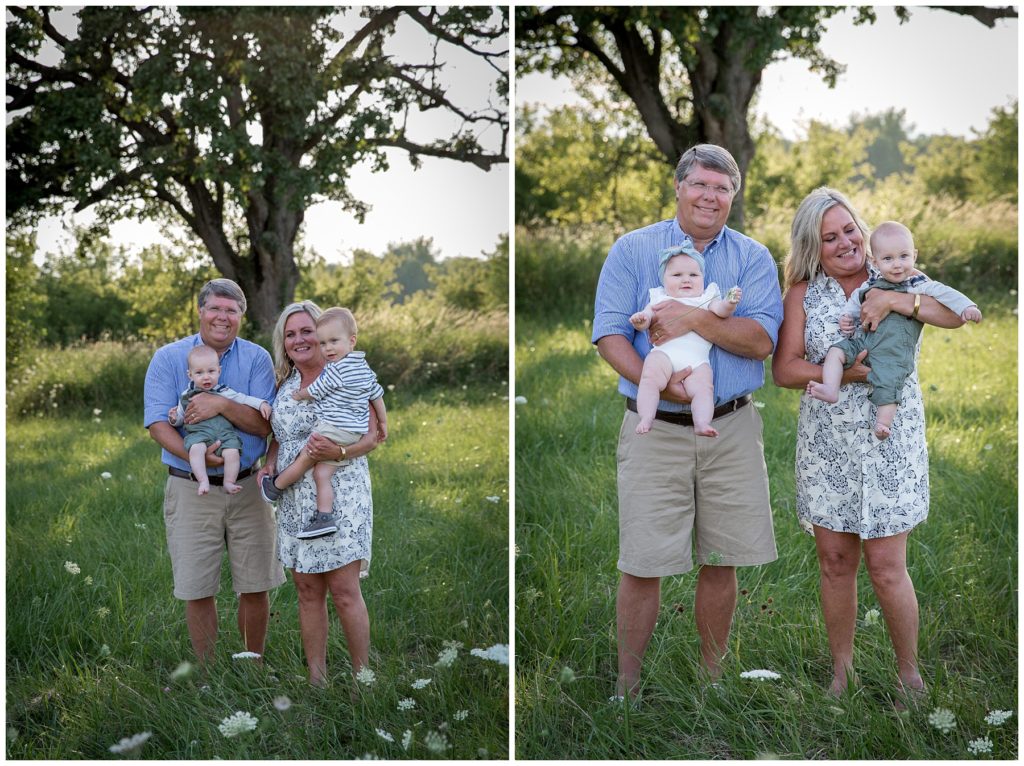 Grandparents holding grandchildren during a Milwaukee family photo session