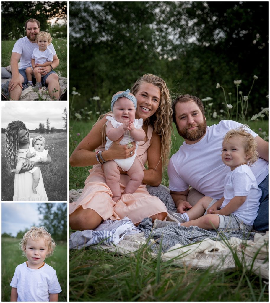 Family of four photo session in Milwaukee wildflower field