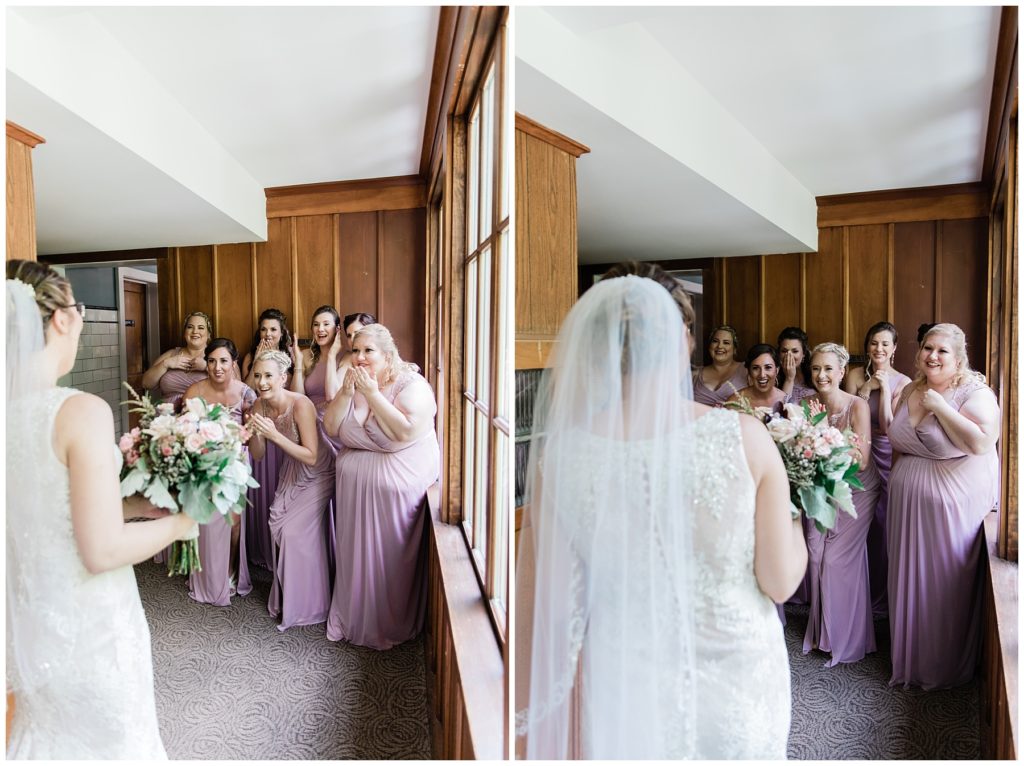Bridal Party Reveal at Chandelier Ballroom Wedding near Hartford, WI