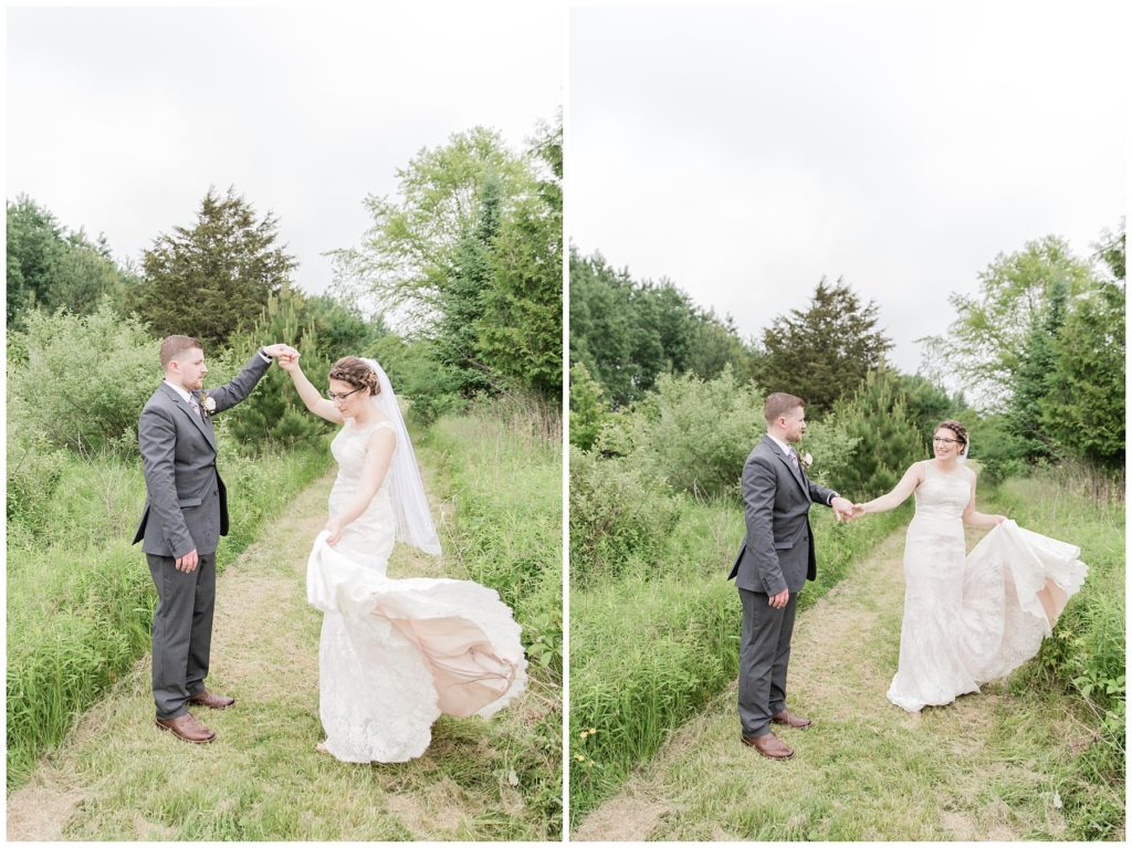 Wisconsin wedding bride and groom portraits
