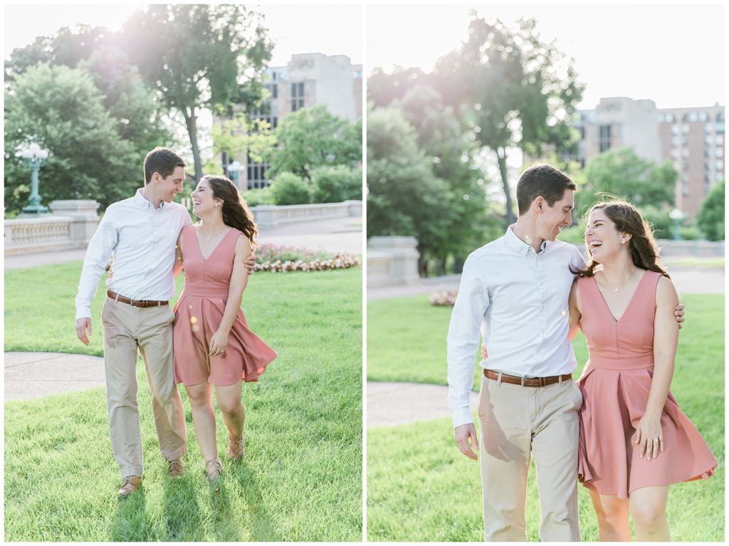 Engagement Session on Wisconsin Capitol Lawn in Madison, WI