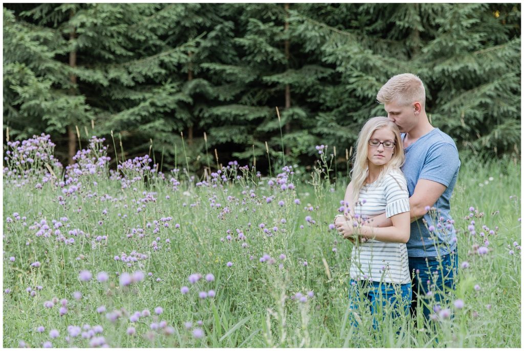Engagement session amongst wildflowers in Wisconsin