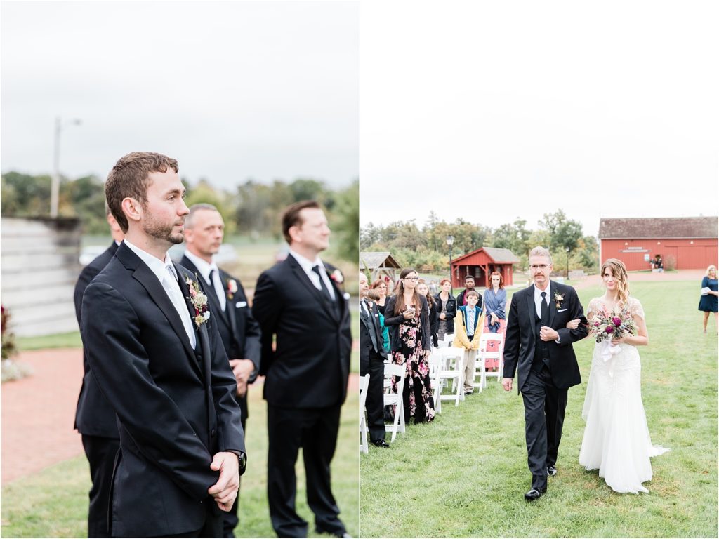 Bride and Groom on fall wedding day at Old World Wisconsin | Happy Takes Photography