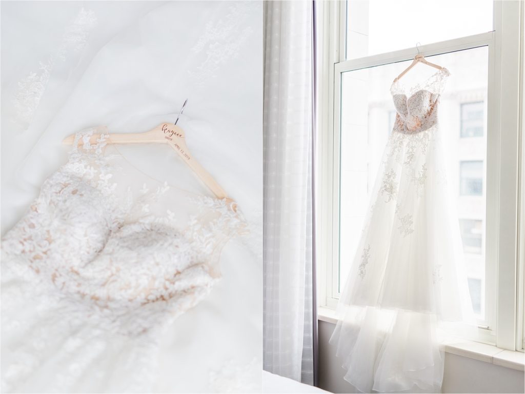 Wedding Dress in Milwaukee hotel | Happy Takes Photography