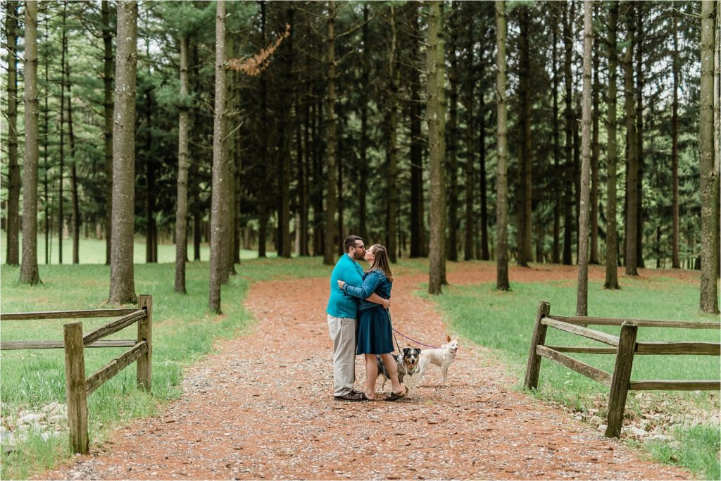 Holy Hill Area Engagement Session | Engaged couple with their dogs | Happy Takes Photography