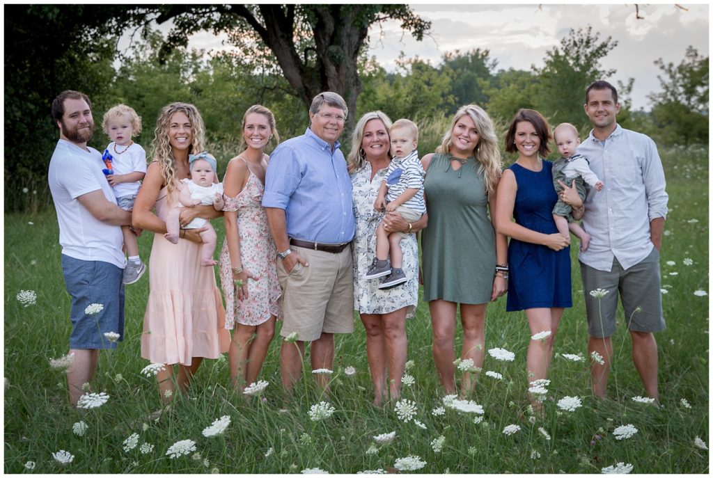 Milwaukee Family Photographer captures an extended family session in a wildflower field
