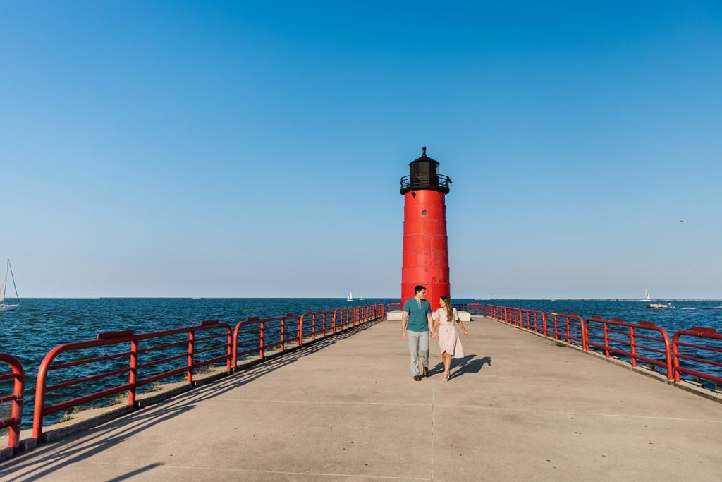 Milwaukee Engagement Photos at Pierhead Lighthouse